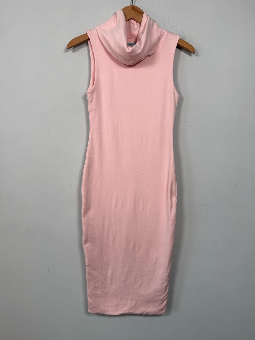 KOOKAÏ Baby Pink Sleeveless Cowl Neck Bodycon Midi Dress Size 6/8